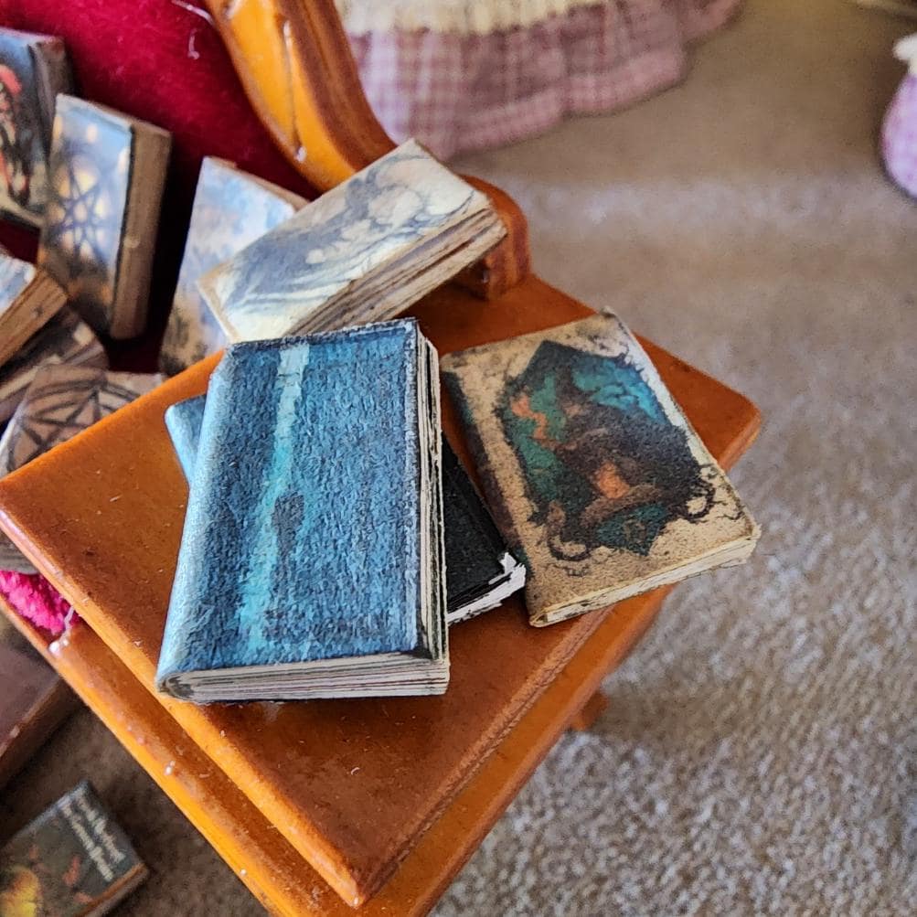 25 Handcrafted 1:12 Scale Miniature Books - Dollhouse Diorama Halloween Anxiety Bookshelf - Witch Theme - Thumbnail 8