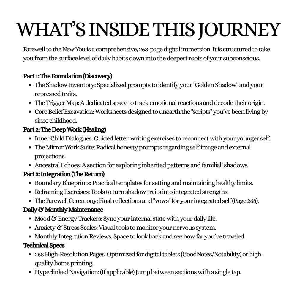 Shadow Work Journal Digital: Farewell to the Old You | 260+ Page Inner Child Healing Guide, Workbook, Self Reflection Tool, Journal Prompts - Thumbnail 4