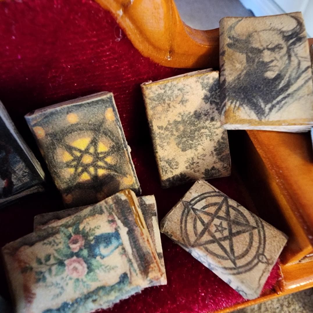 25 Handcrafted 1:12 Scale Miniature Books - Dollhouse Diorama Halloween Anxiety Bookshelf - Witch Theme - Thumbnail 7