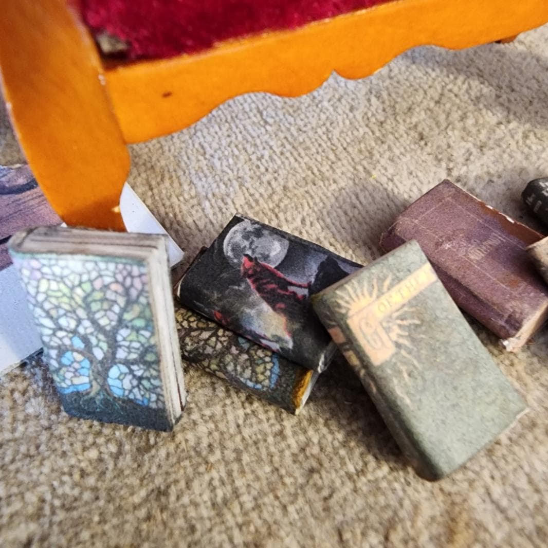 25 Handcrafted 1:12 Scale Miniature Books - Dollhouse Diorama Halloween Anxiety Bookshelf - Witch Theme - Thumbnail 6