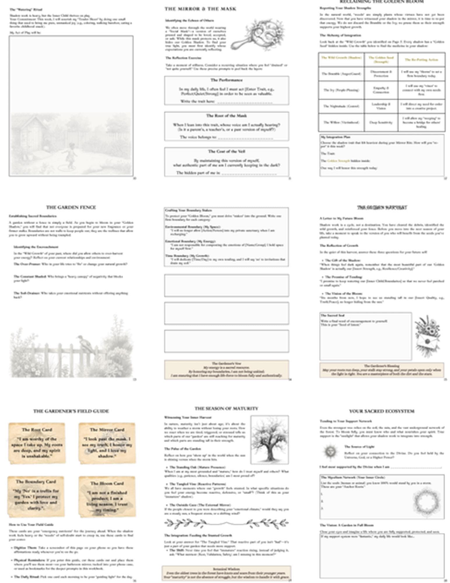 Sacred Garden Shadow Work Journal, Hyperlinked Digital Journal for GoodNotes, Botanical Inner Child Guide, 52 Page Healing Workbook PDF - Thumbnail 9