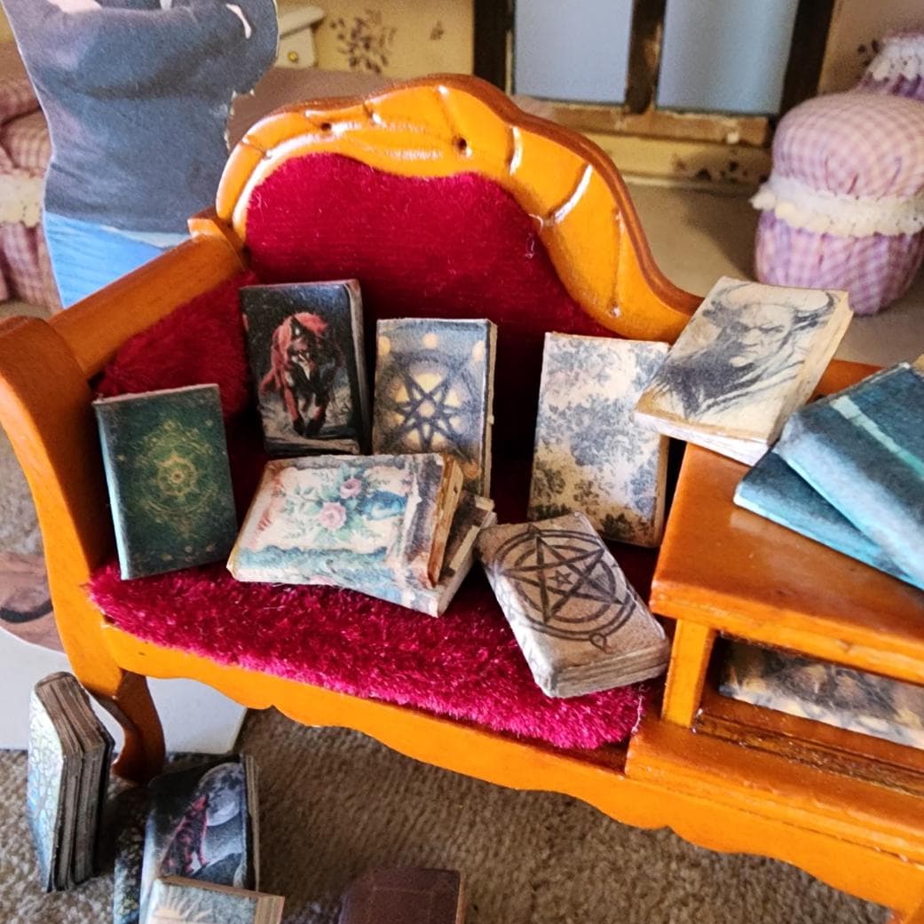 25 Handcrafted 1:12 Scale Miniature Books - Dollhouse Diorama Halloween Anxiety Bookshelf - Witch Theme - Thumbnail 10