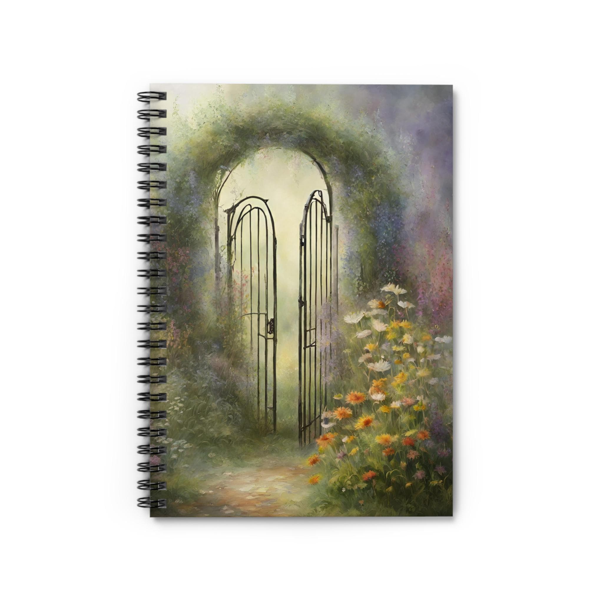 Secret Garden Gate Spiral Notebook | Floral Fantasy Ruled Journal