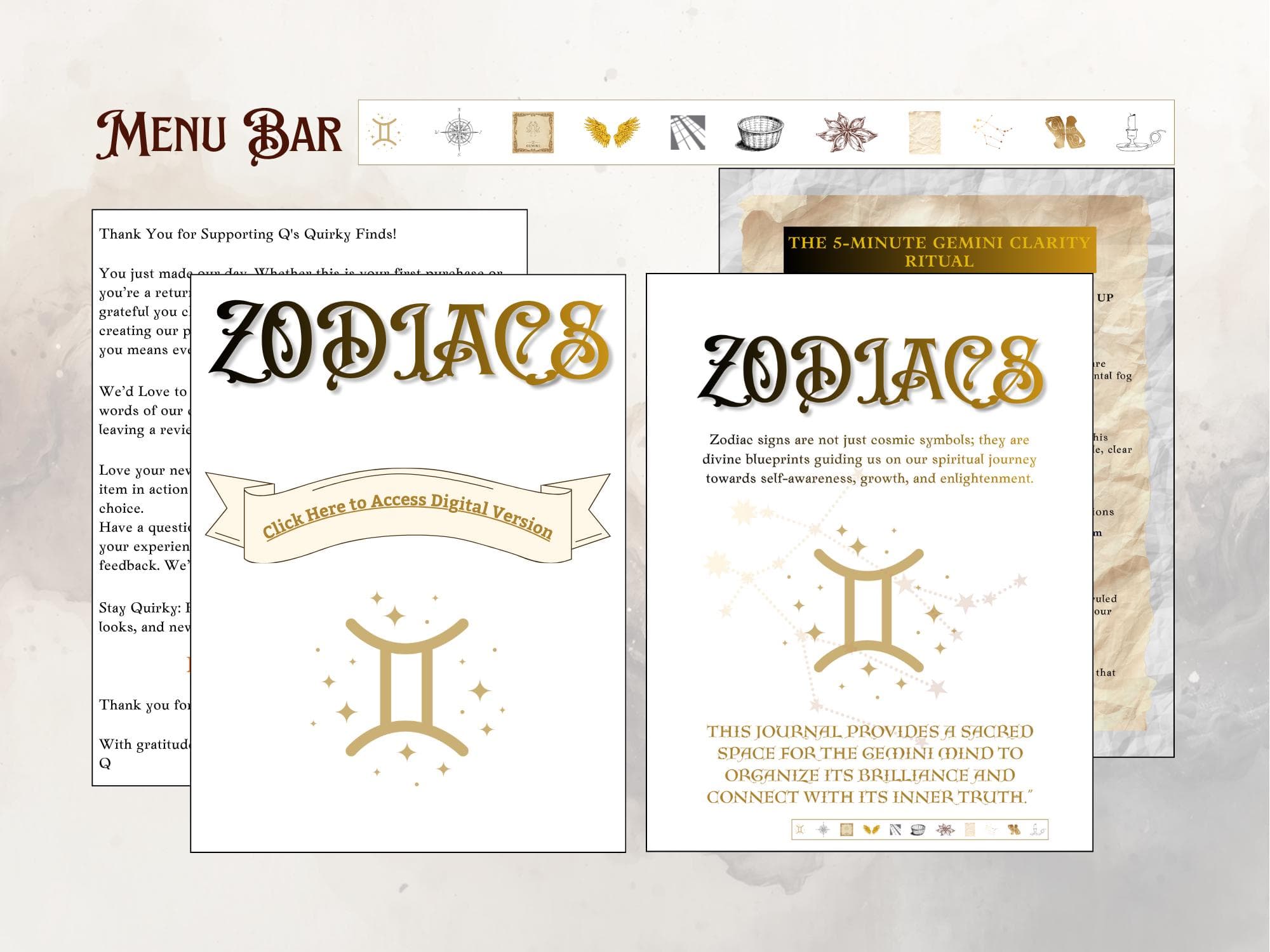Gemini Zodiac Workbook & Digital Journal - Earth Sign Ritual Guide, Goodnotes Planner Self-Care Abundance Grounding PDF Green Witch Grimoire - Thumbnail 6