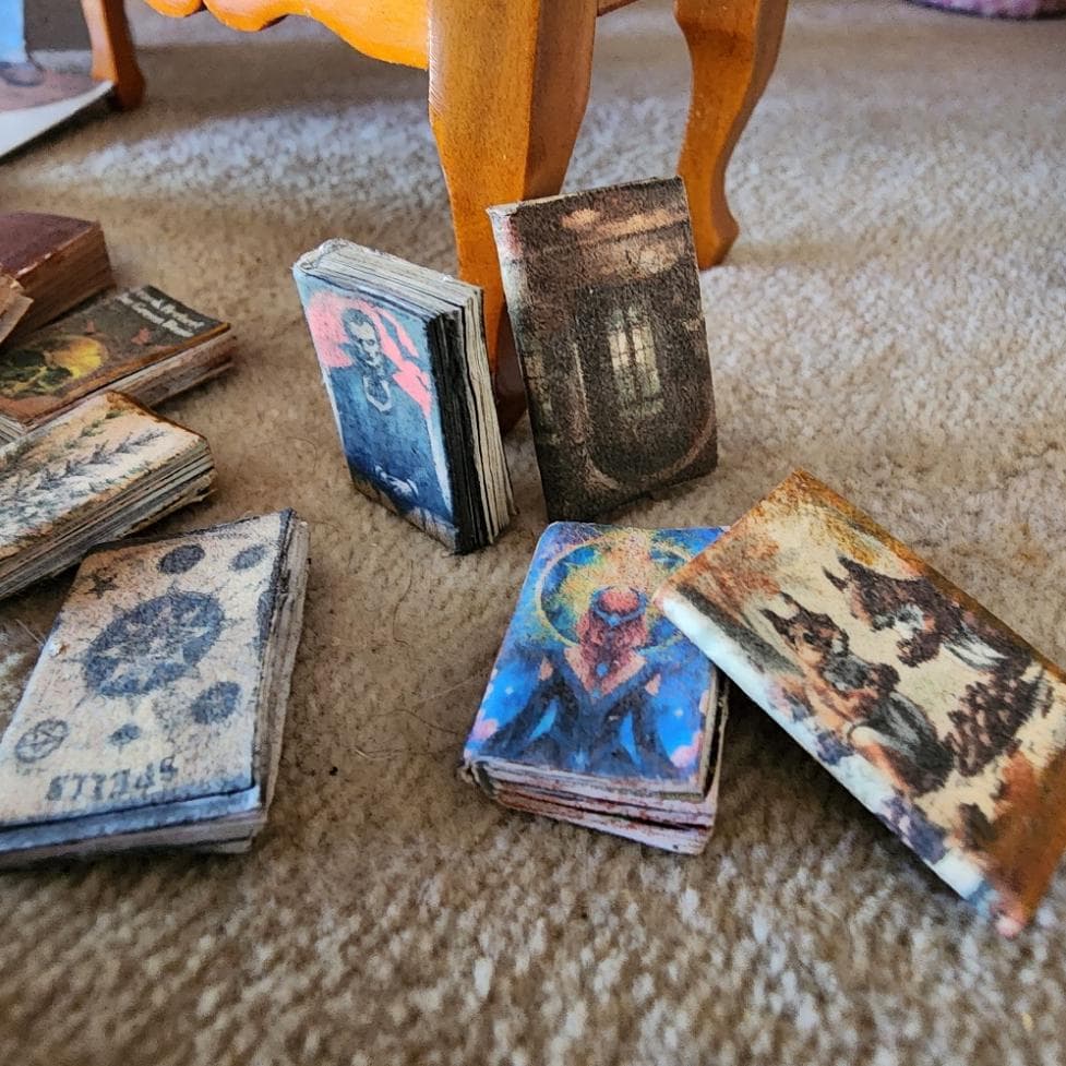 25 Handcrafted 1:12 Scale Miniature Books - Dollhouse Diorama Halloween Anxiety Bookshelf - Witch Theme - Thumbnail 9