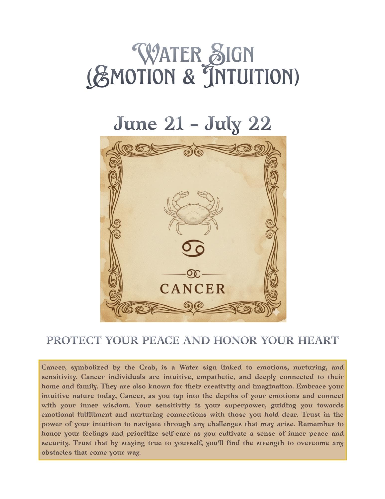 Cancer Zodiac Workbook & Digital Journal - Water Sign Ritual Guide, Goodnotes Planner Self-Care Intuition Grounding PDF Witch Grimoire - Thumbnail 2