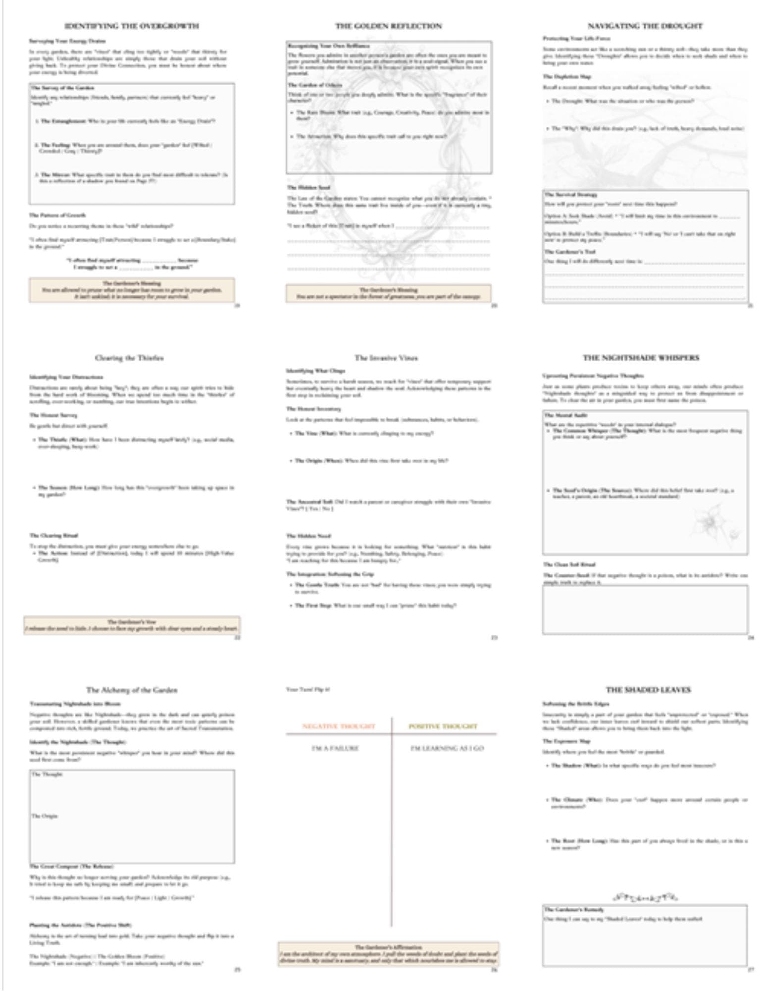 Sacred Garden Shadow Work Journal, Hyperlinked Digital Journal for GoodNotes, Botanical Inner Child Guide, 52 Page Healing Workbook PDF - Thumbnail 10