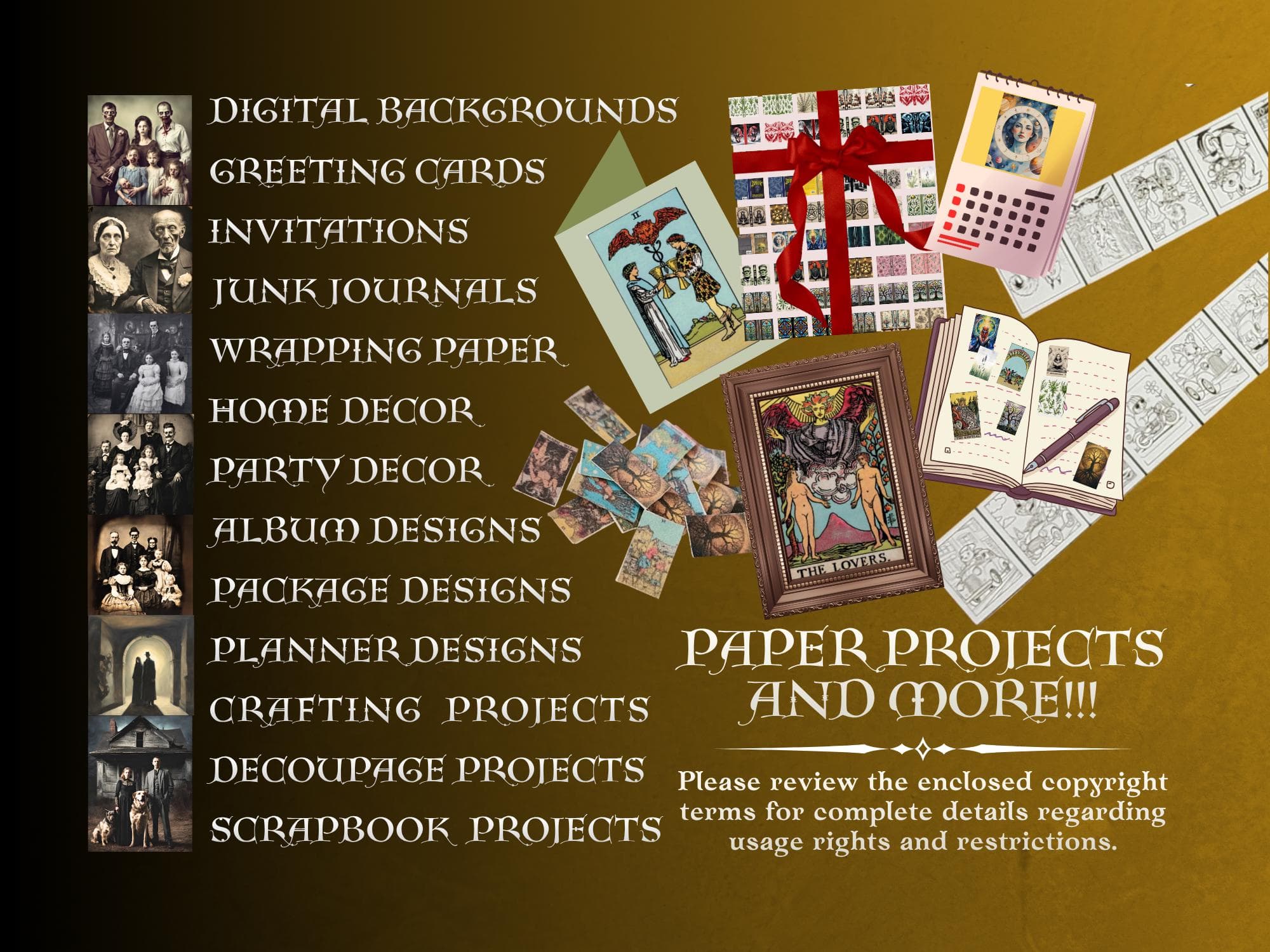 Miniature Scale Memory Box and Accordion Photo Album 100 Photographs Printable Kit, DIY Dollhouse Set Digital Download Spooky Haunted Theme - Thumbnail 5