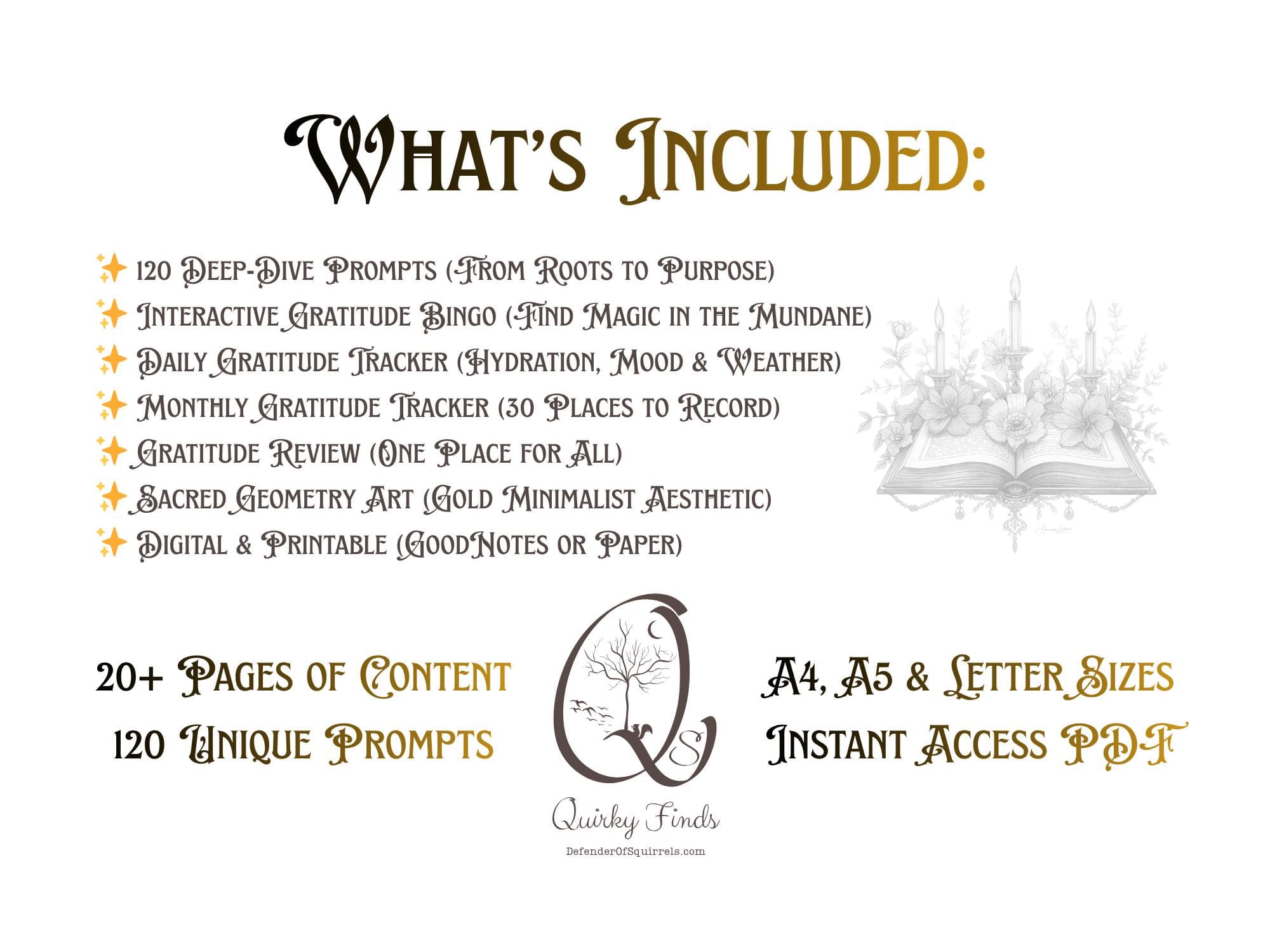 120 Mystic Gratitude Journal Prompts Digital Download - Daily Manifestation & Spiritual Growth Journal - Celestial Bingo Game - A5 A4 Letter - Thumbnail 3