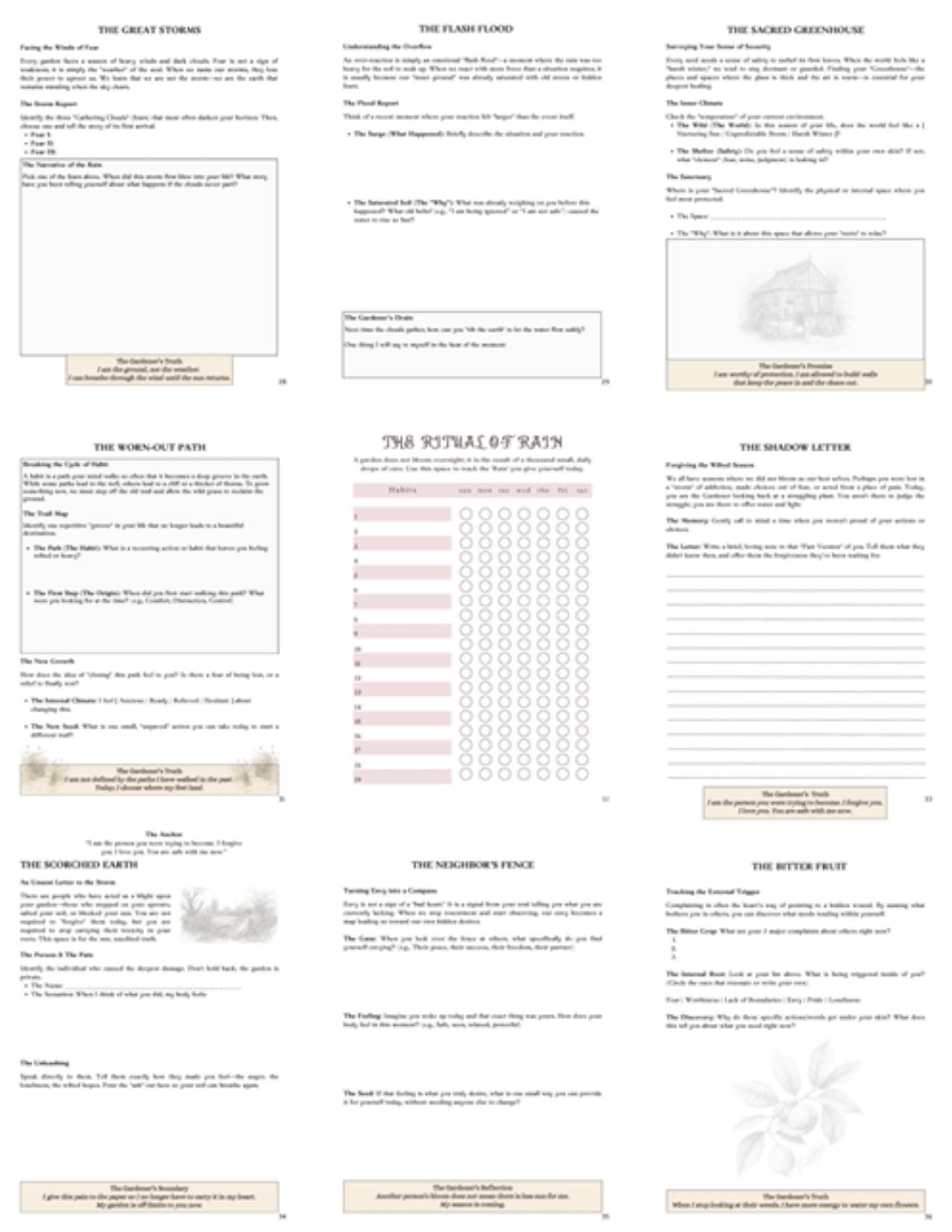 Sacred Garden Shadow Work Journal, Hyperlinked Digital Journal for GoodNotes, Botanical Inner Child Guide, 52 Page Healing Workbook PDF - Thumbnail 11