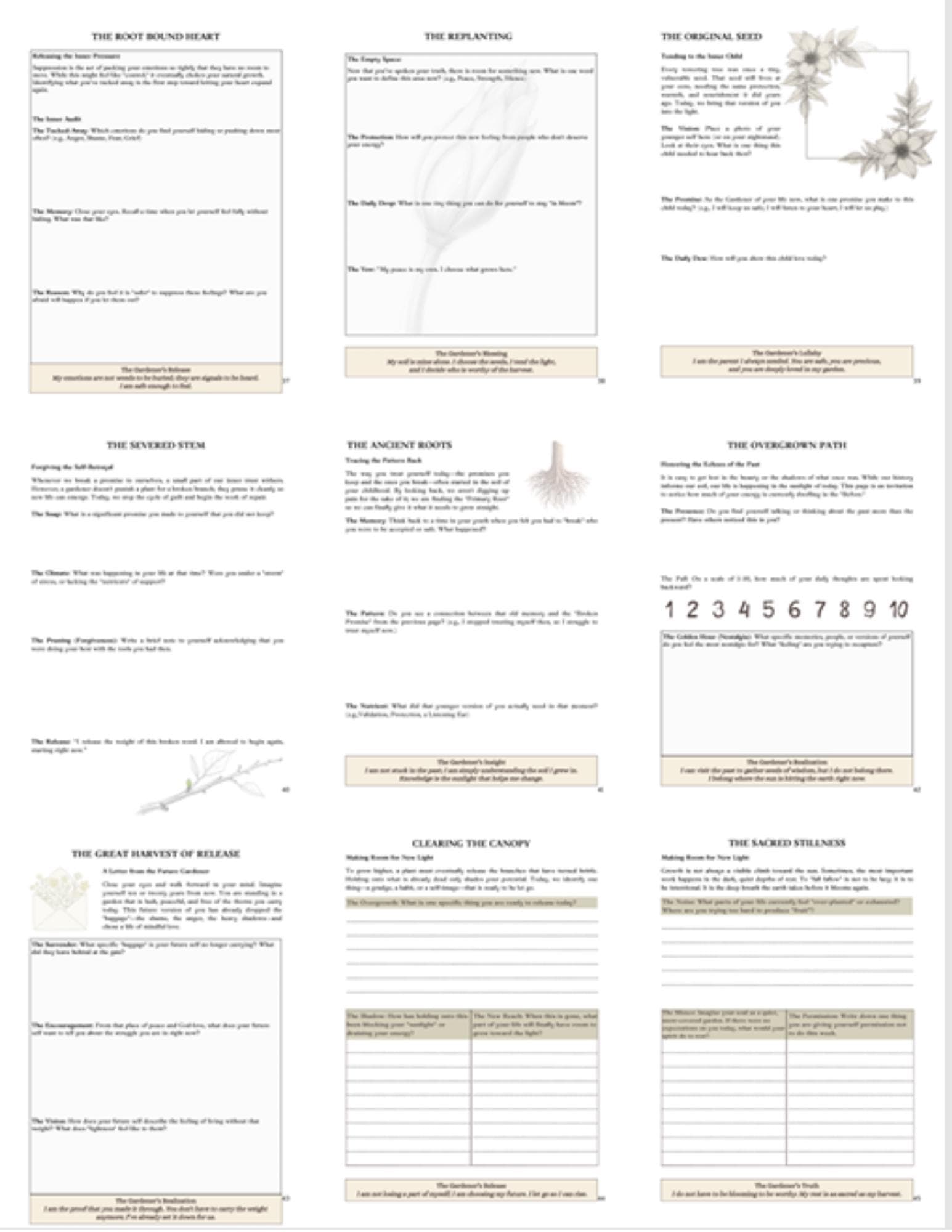 Sacred Garden Shadow Work Journal, Hyperlinked Digital Journal for GoodNotes, Botanical Inner Child Guide, 52 Page Healing Workbook PDF - Thumbnail 12
