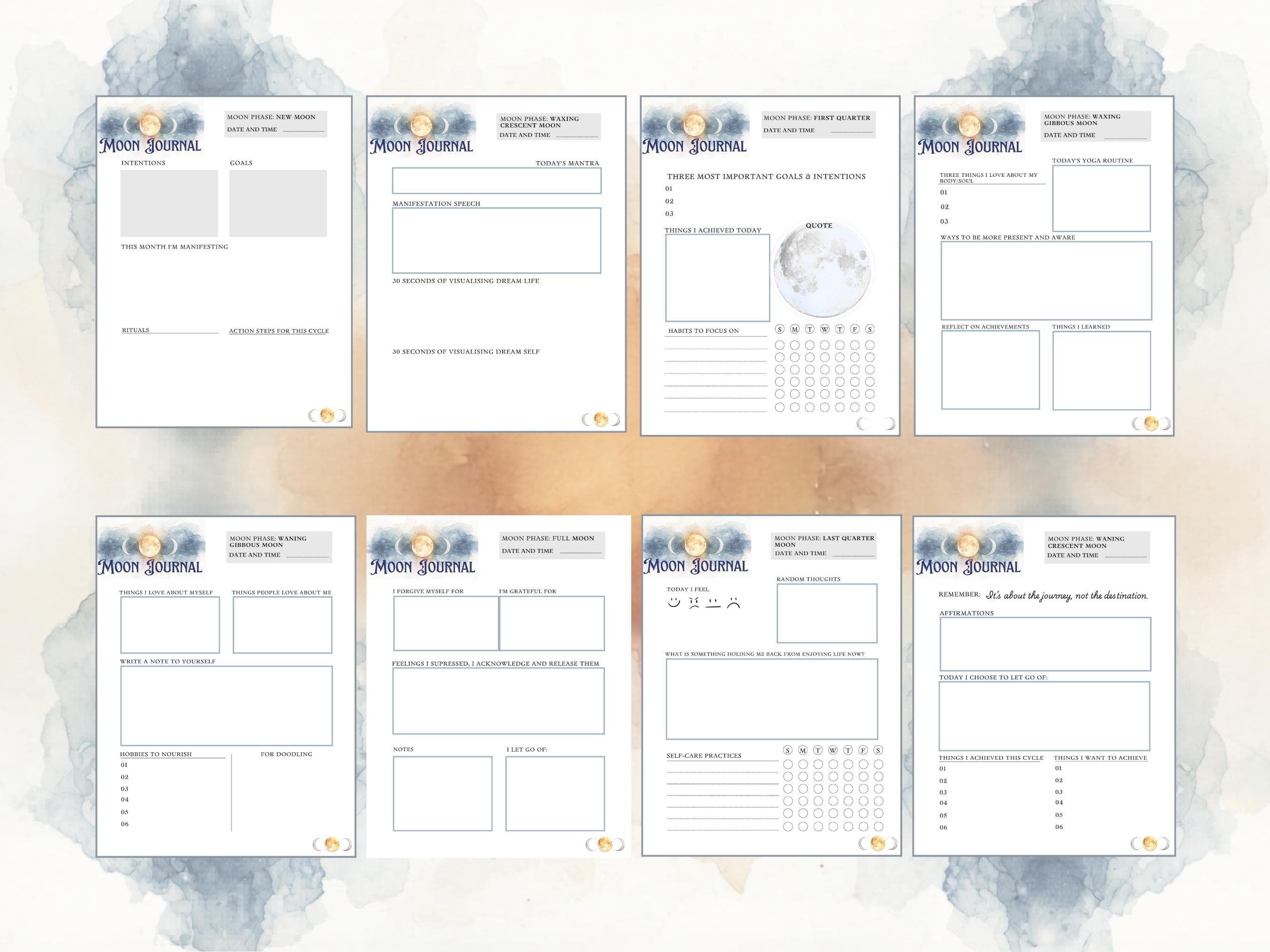 Printable Moon Journal | Lunar Cycle Manifestation Guide | New Moon & Full Moon Rituals | Digital Manifestation Planner Mystic Grimoire PDF - Thumbnail 4