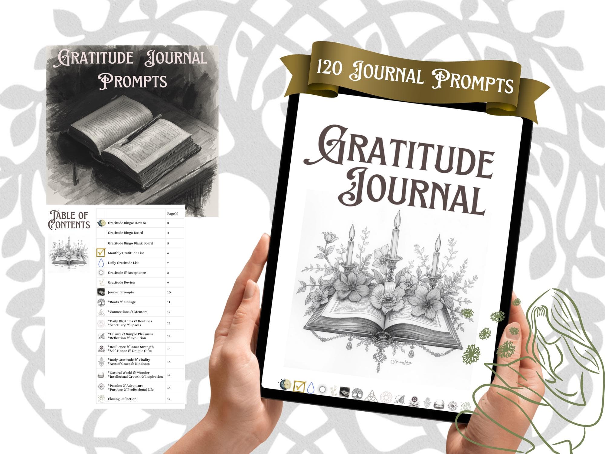 120 Mystic Gratitude Journal Prompts Digital Download - Daily Manifestation & Spiritual Growth Journal - Celestial Bingo Game - A5 A4 Letter