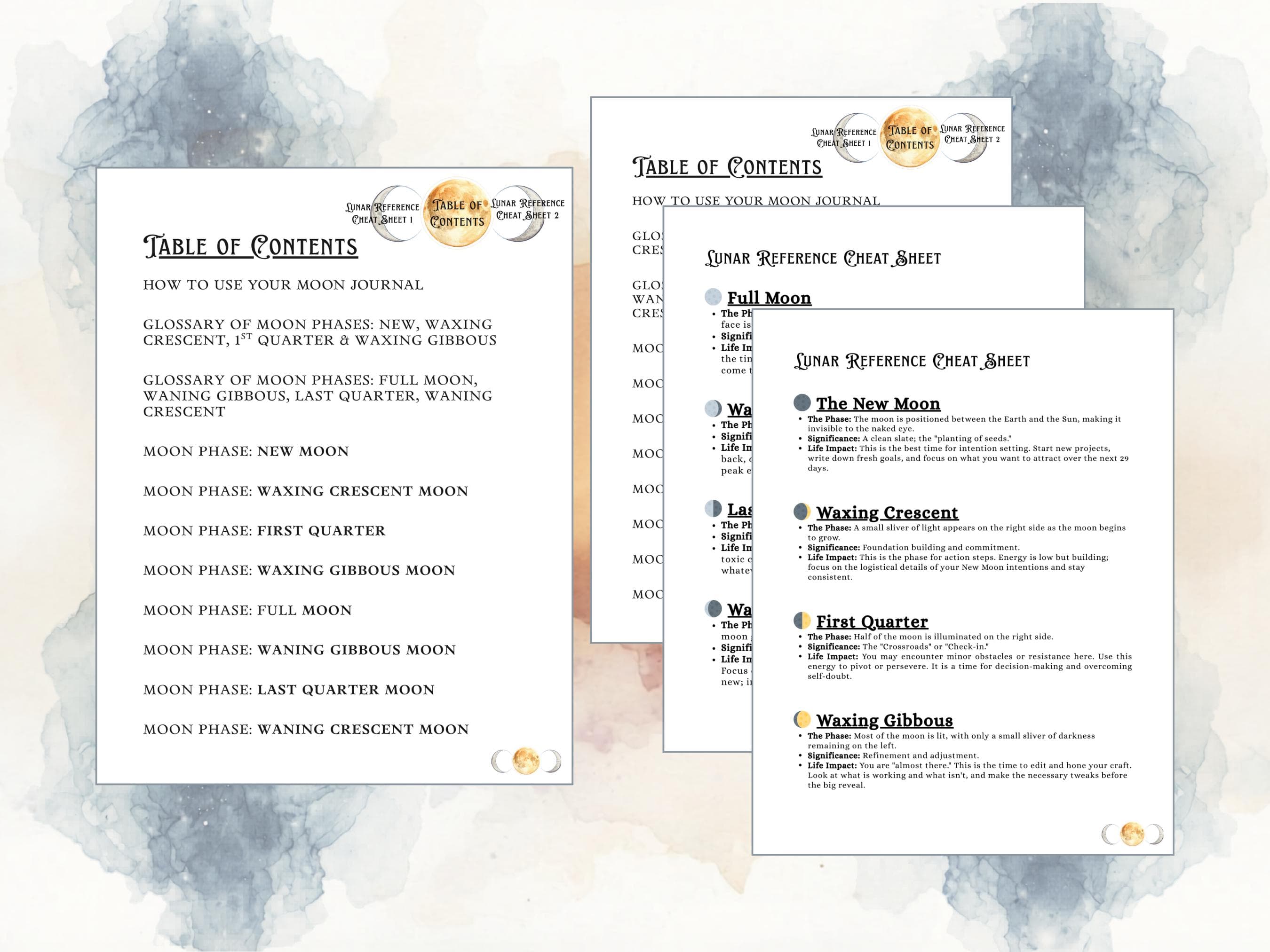 Printable Moon Journal | Lunar Cycle Manifestation Guide | New Moon & Full Moon Rituals | Digital Manifestation Planner Mystic Grimoire PDF - Thumbnail 3