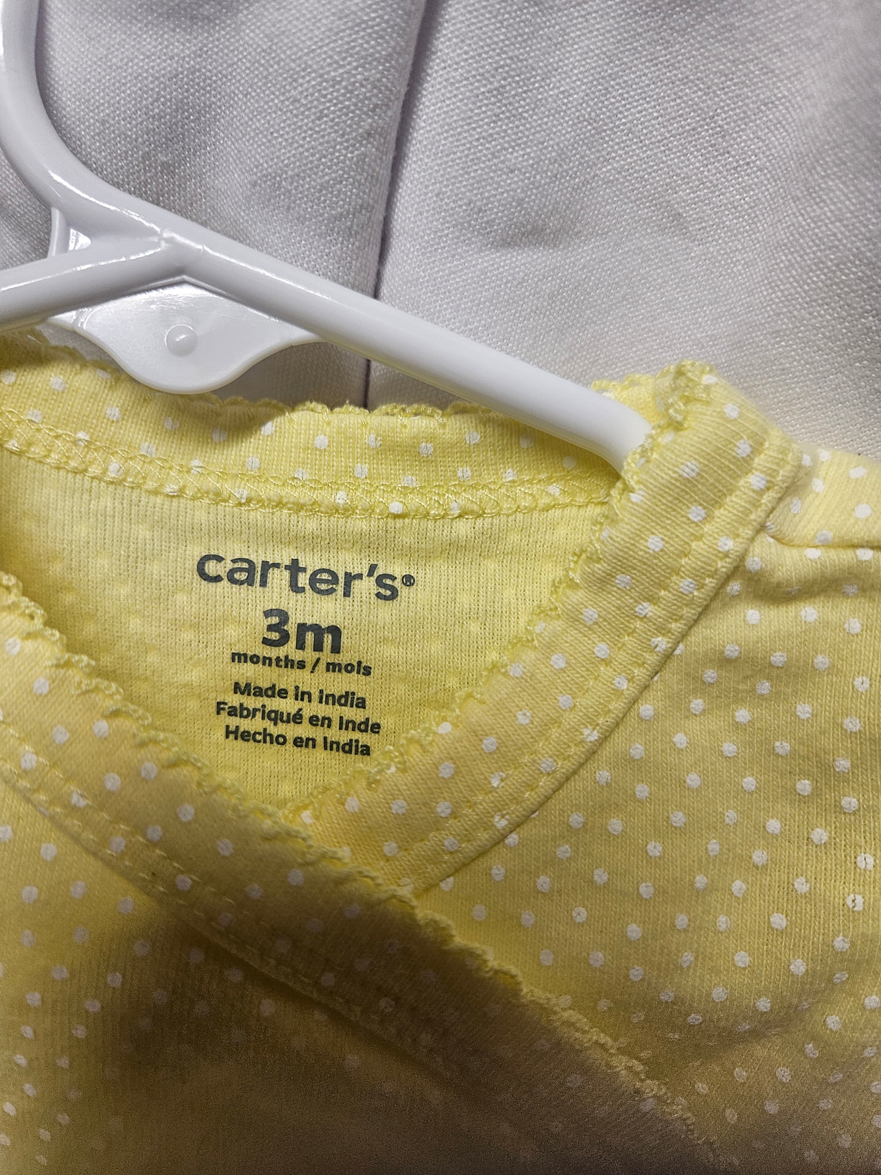 Carter's Baby Bodysuit 3M Yellow Polka Dot Long Sleeve - Thumbnail 2