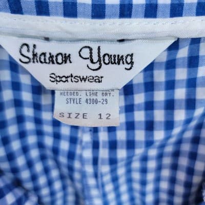 Sharon Young Sportswear Blue Checked Shorts Womens Size 12 Mid Length - Thumbnail 3