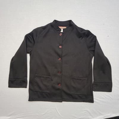 Vintage Tudor Court Womens Sweatshirt Button Jacket Vintage 90's Size MED Black