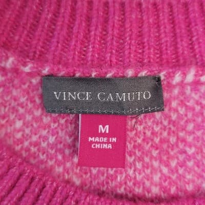 Vince Camuto Womens Large Dark Pink White Hearts Soft Baggy Pullover VALENTINE'S - Thumbnail 6