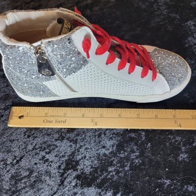Vintage Havana Lester Silver Glitter Multicolor Hightop Sneakers Size 8 Women's - Thumbnail 13