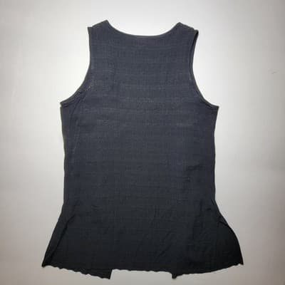 Teddi Woman Size 1x Tank Tie Front Black Rayon Acetate Vest With Side Slits - Thumbnail 2