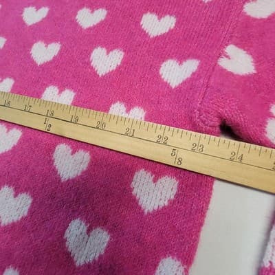 Vince Camuto Womens Large Dark Pink White Hearts Soft Baggy Pullover VALENTINE'S - Thumbnail 5