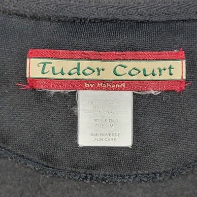 Vintage Tudor Court Womens Sweatshirt Button Jacket Vintage 90's Size MED Black - Thumbnail 2