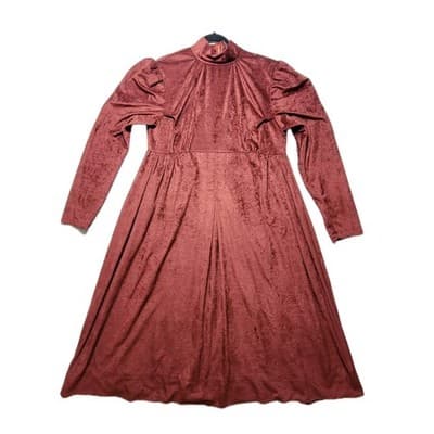 Vintage Handmade Women's XXL TALL Maroon Faux Suede Maxi Dress