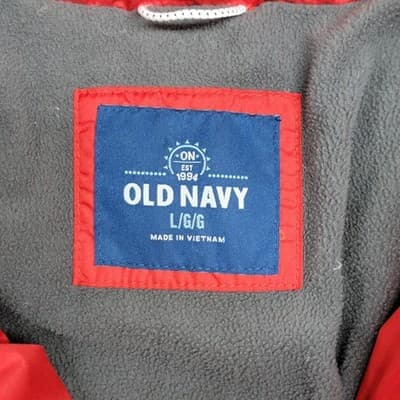 OLD NAVY Mens Large Frost Free Puffer Coat Red Spice Warm And Cozy Clean N Ready - Thumbnail 2
