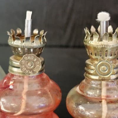 Vintage Miniature Hong Kong Oil 5" Lamps Set Of 2 Collectible - Thumbnail 5