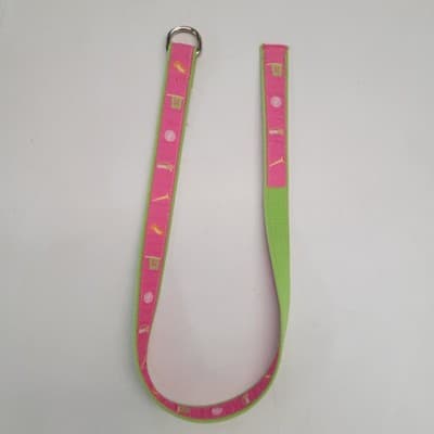 Vintage Douglas Paquette Wmn's pink & green golf Belt 2Ring Buckle Med 36x1.25" - Thumbnail 2