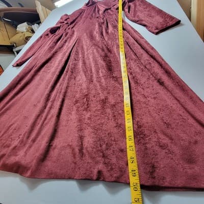 Vintage Handmade Women's XXL TALL Maroon Faux Suede Maxi Dress - Thumbnail 2