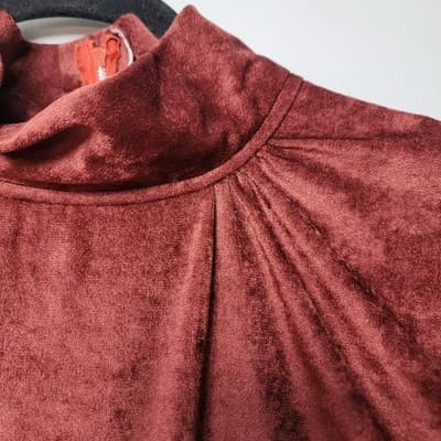 Vintage Handmade Women's XXL TALL Maroon Faux Suede Maxi Dress - Thumbnail 7