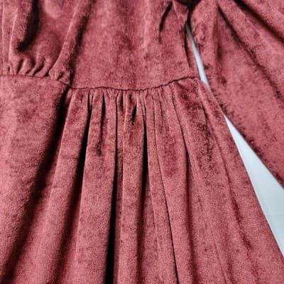 Vintage Handmade Women's XXL TALL Maroon Faux Suede Maxi Dress - Thumbnail 11