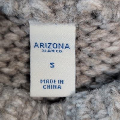 Arizona Jean Co Women's Cropped Cable Knit SMALL Pullover Sweater Grey - Thumbnail 6