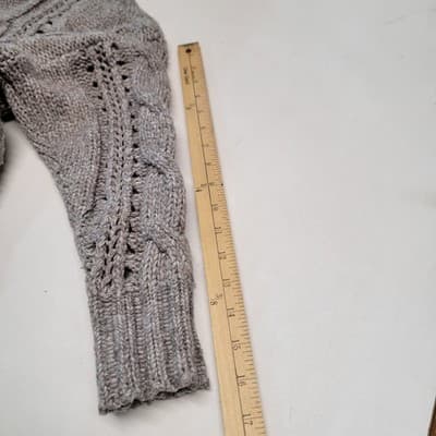 Arizona Jean Co Women's Cropped Cable Knit SMALL Pullover Sweater Grey - Thumbnail 4