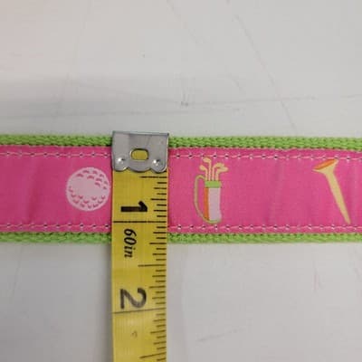 Vintage Douglas Paquette Wmn's pink & green golf Belt 2Ring Buckle Med 36x1.25" - Thumbnail 5
