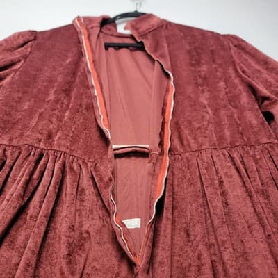 Vintage Handmade Women's XXL TALL Maroon Faux Suede Maxi Dress - Thumbnail 14