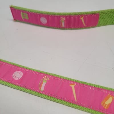 Vintage Douglas Paquette Wmn's pink & green golf Belt 2Ring Buckle Med 36x1.25" - Thumbnail 7