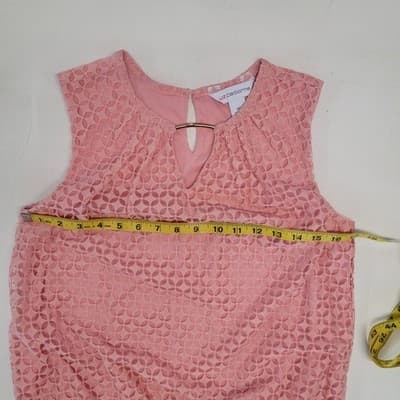 Liz Claiborne Sleeveless Pink/Peach Lace Top with Keyhole Neckline Women's Large - Thumbnail 9