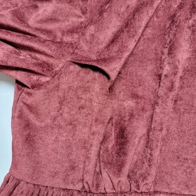 Vintage Handmade Women's XXL TALL Maroon Faux Suede Maxi Dress - Thumbnail 6