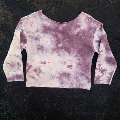 MTV Womens Cuff-Cut Modified Sweatshirt MED Purple Tie Dy Music Television 80s - Thumbnail 5