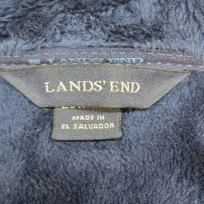 Lands End Womens 2X Jacket Dk Blue Full Zip Fleece Soft Inside Pile Turned Cuffs - Thumbnail 2