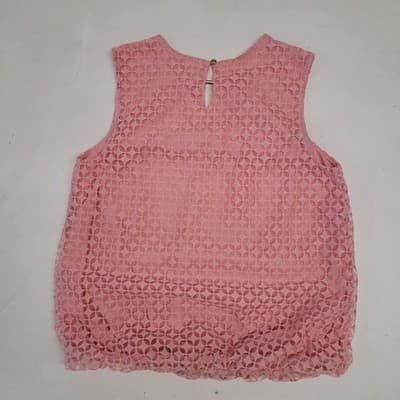 Liz Claiborne Sleeveless Pink/Peach Lace Top with Keyhole Neckline Women's Large - Thumbnail 4