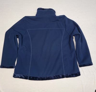 Lands End Womens 2X Jacket Dk Blue Full Zip Fleece Soft Inside Pile Turned Cuffs - Thumbnail 12