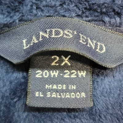 Lands End Womens 2X Jacket Dk Blue Full Zip Fleece Soft Inside Pile Turned Cuffs - Thumbnail 3