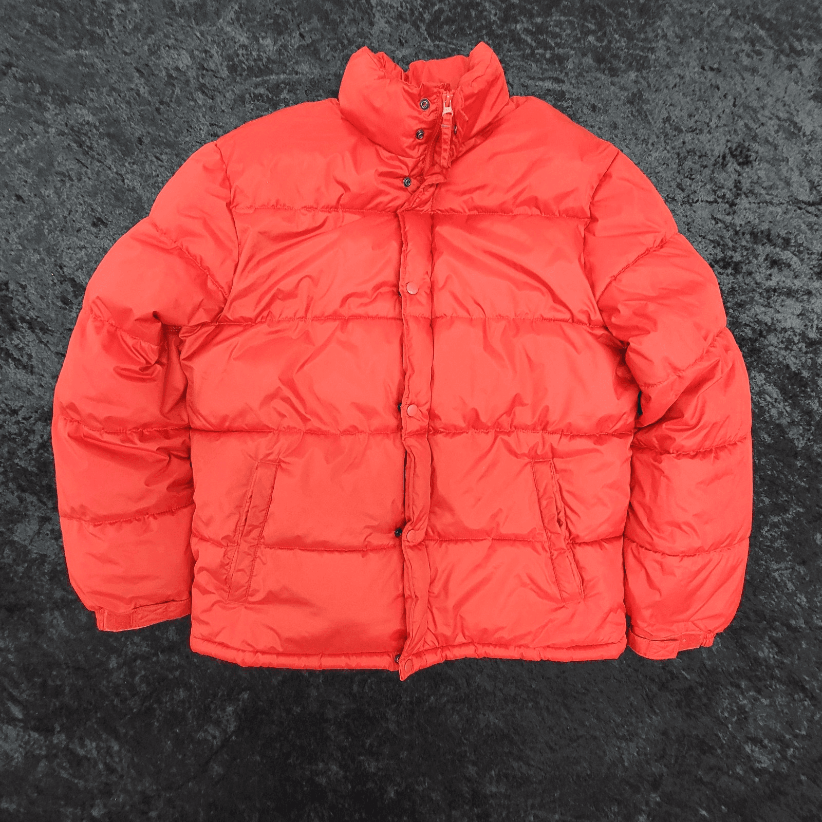 OLD NAVY Mens Large Frost Free Puffer Coat Red Spice Warm And Cozy Clean N Ready