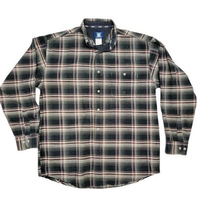 Wrangler Men's TwentyX Size Large Plaid Long Sleeve Button Down Cotton Shirt