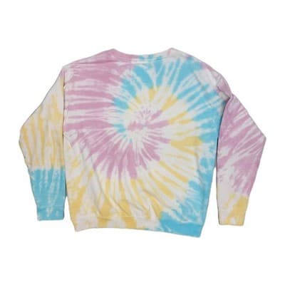 Seattle Shirt Co. Tie Dye Sweatshirt Large Pink Blue Yellow Swirl Crooked Logo - Thumbnail 8