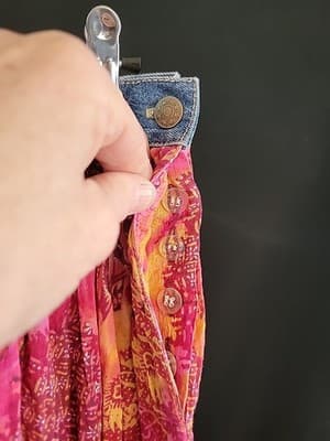 St Johns Bay Y2K Tiered 8P Multicolored Boho Summer Skirt Button Jean Waistband - Thumbnail 8