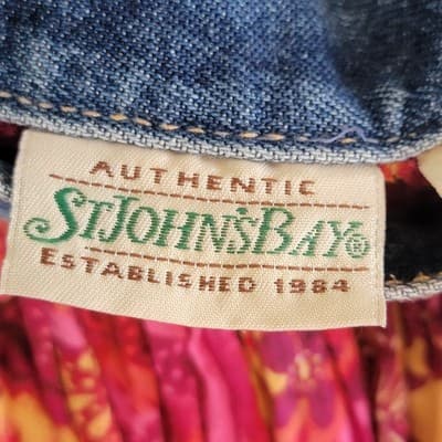 St Johns Bay Y2K Tiered 8P Multicolored Boho Summer Skirt Button Jean Waistband - Thumbnail 3